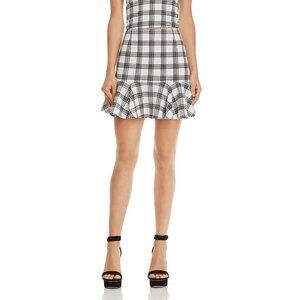 AQUA Plaid Asymmetric Flounce Mini Skirt NWOT